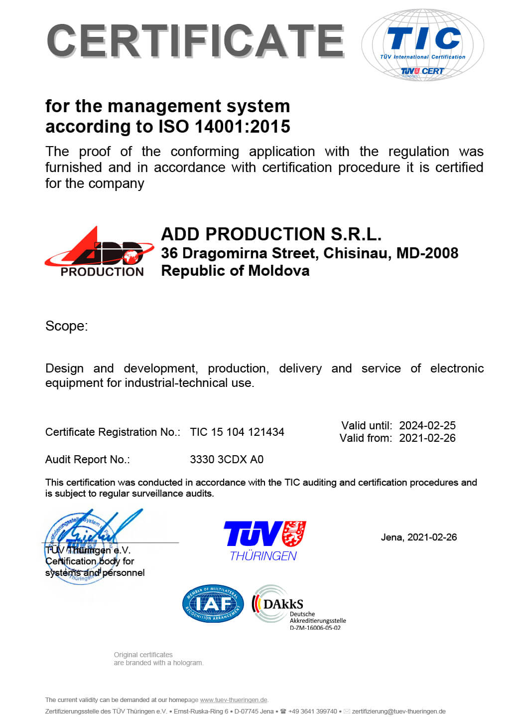 add grup ISO certificate 14001