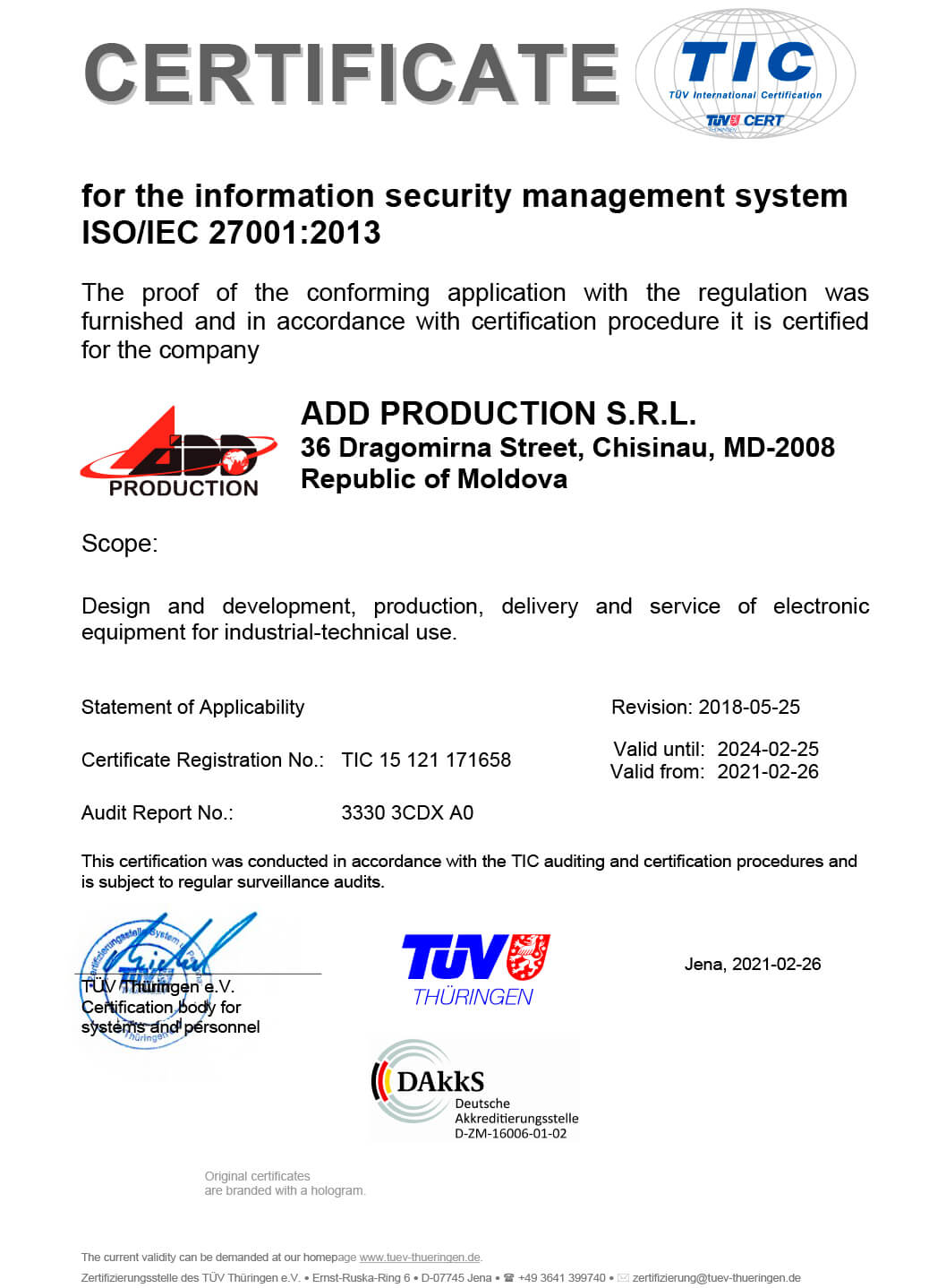add grup ISO certificate 27001